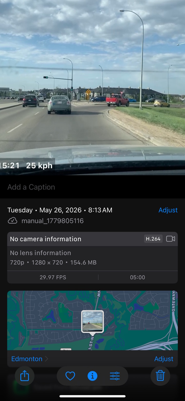 Recorded video with GPS location